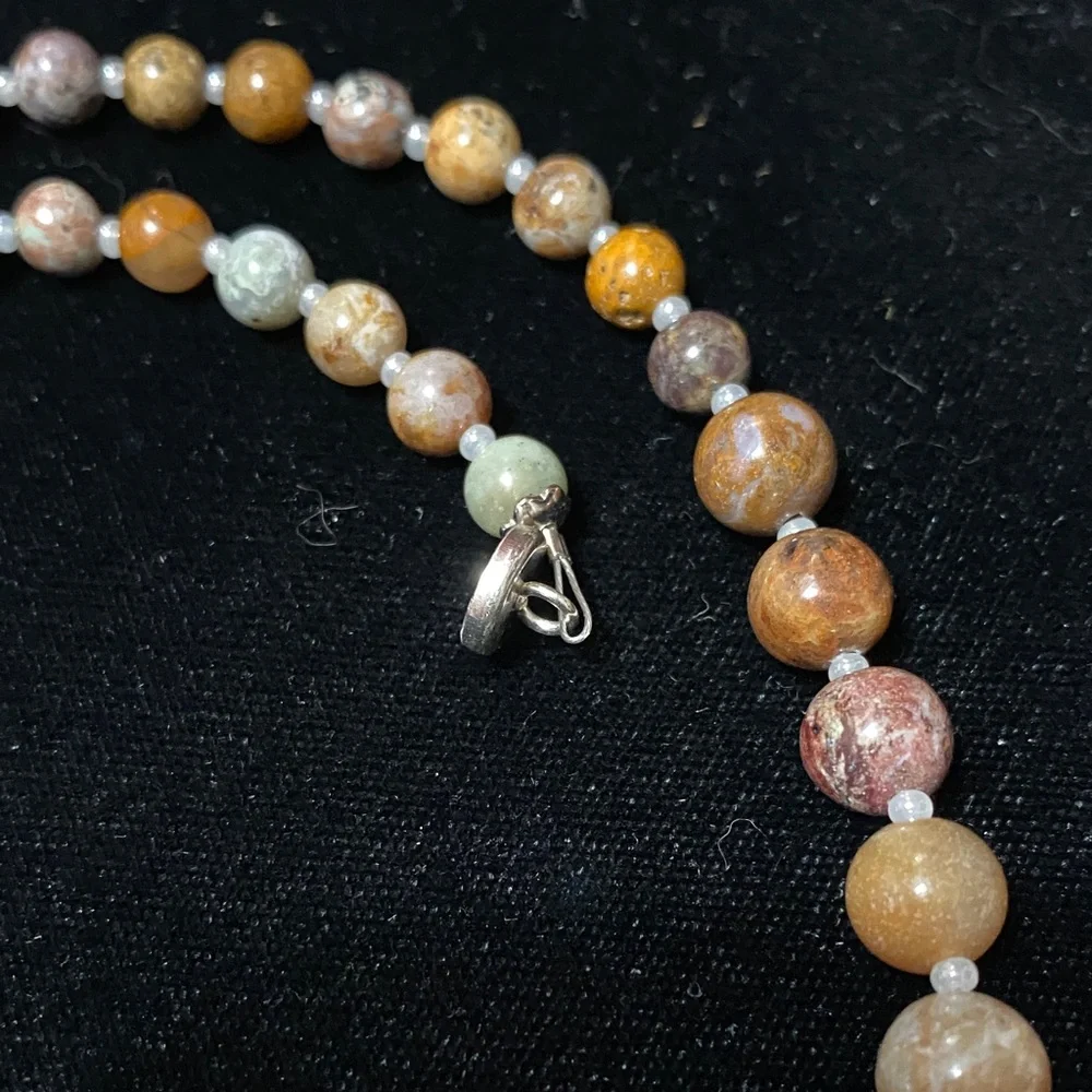 Artisan Natural African Green Opal gemstone silver magnetic clasp necklace